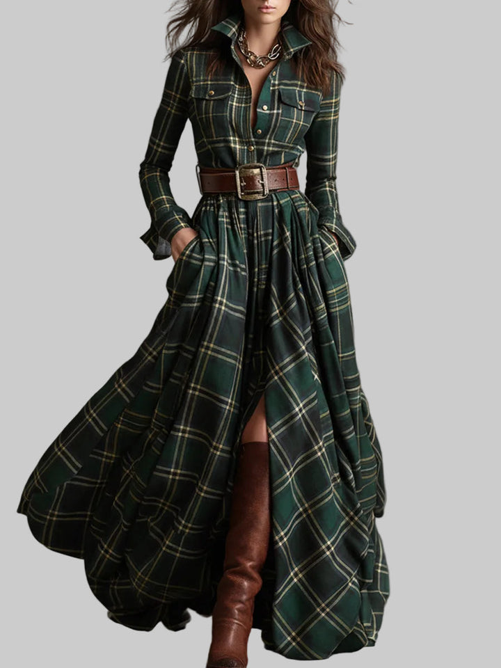 Elena - Checkered Shirt Dress