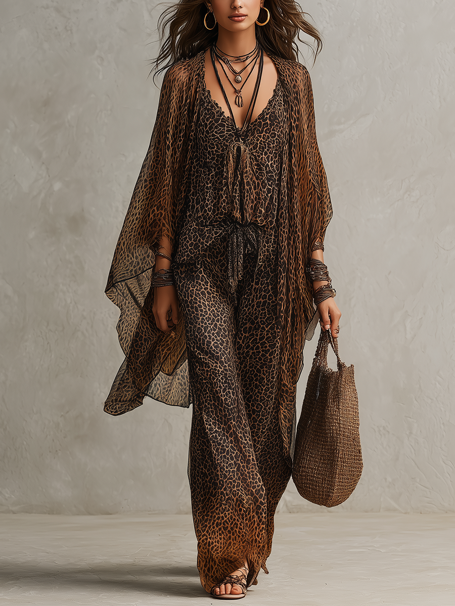 Luxury Boho Leopard Ensemble 3 Pieces