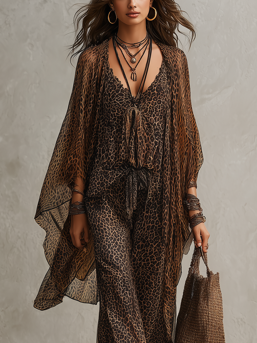 Luxury Boho Leopard Ensemble 3 Pieces