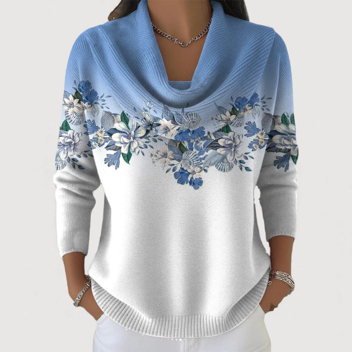 Alba | Floral Sweater with Relaxed Collar
