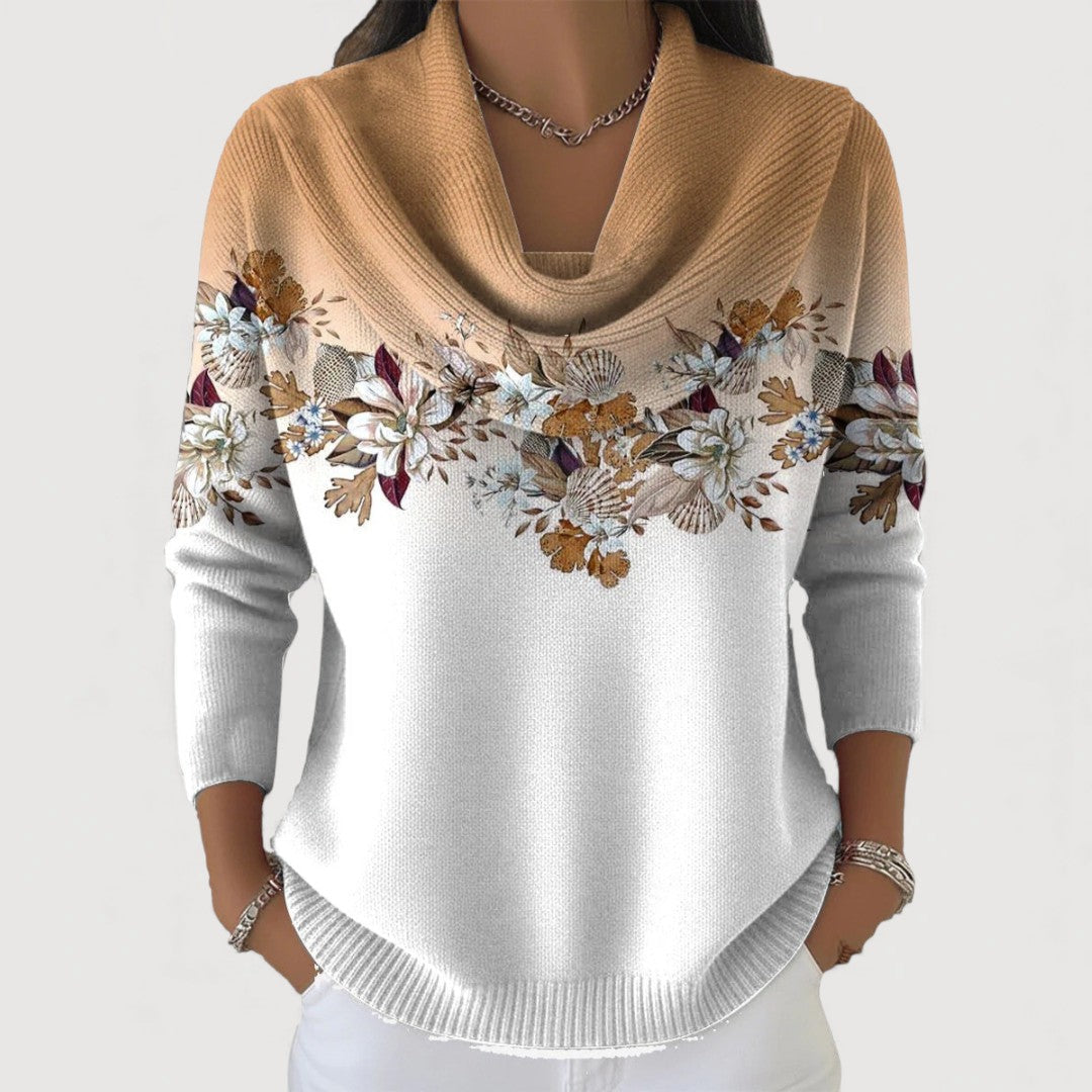 Alba | Floral Sweater with Relaxed Collar