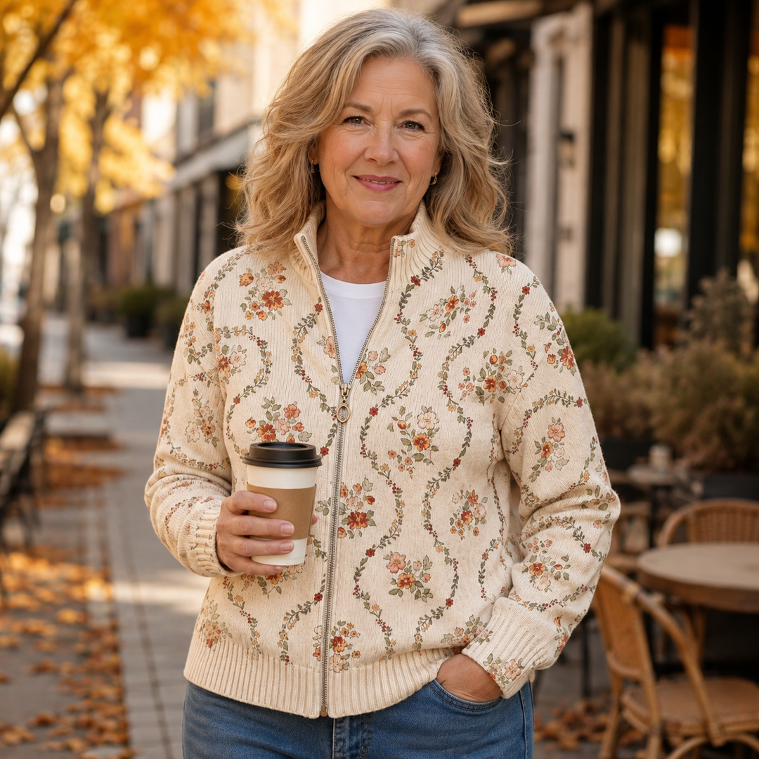 Vivienne | Floral Print Zip Cardigan