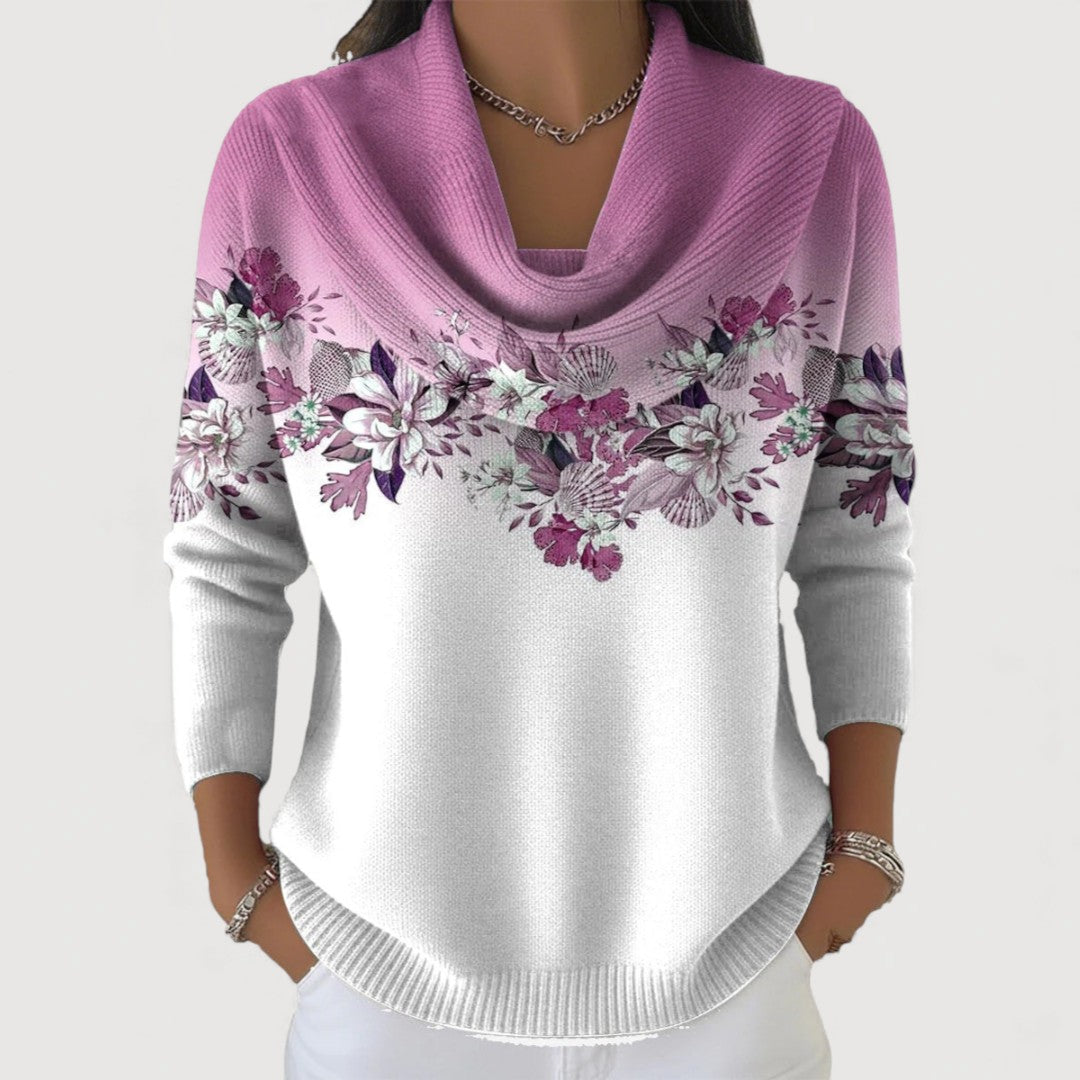 Alba | Floral Sweater with Relaxed Collar