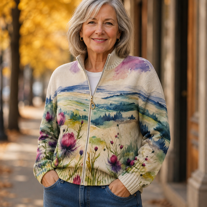 Marlowe | Zipped Cardigan Thistle Landscape