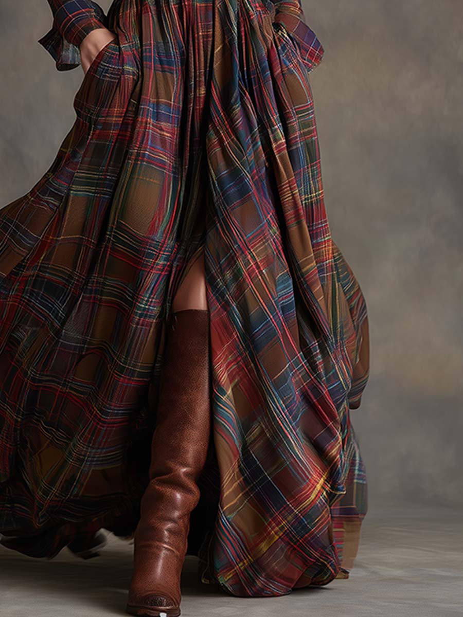 Elena - Checkered Shirt Dress