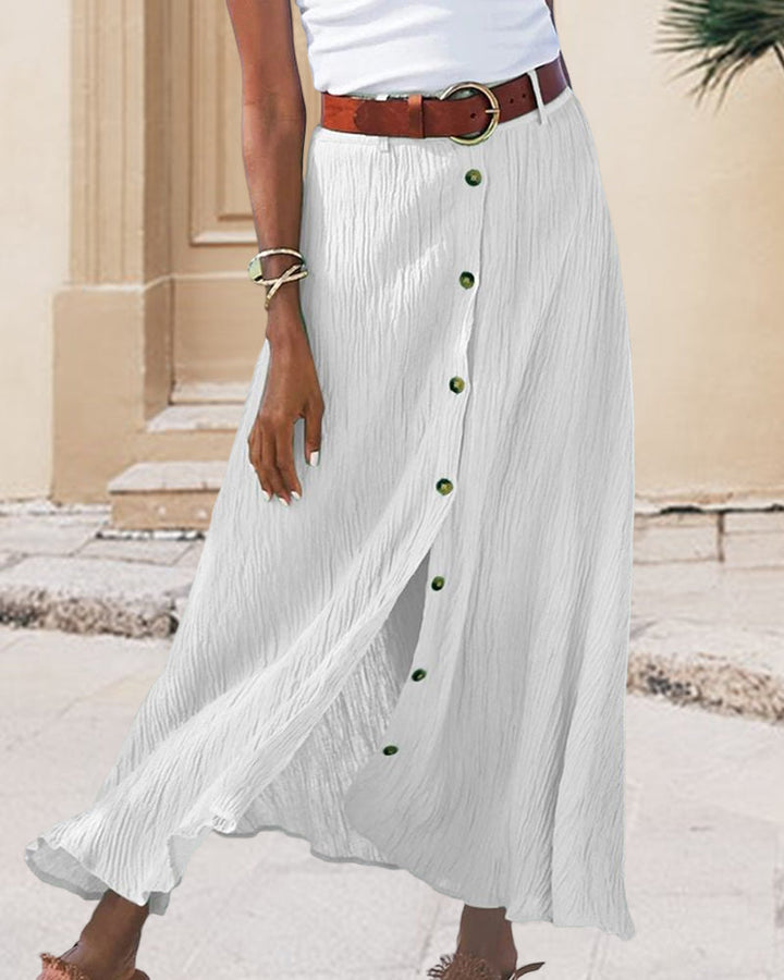 Syndy - Fluid Skirt with Buttons