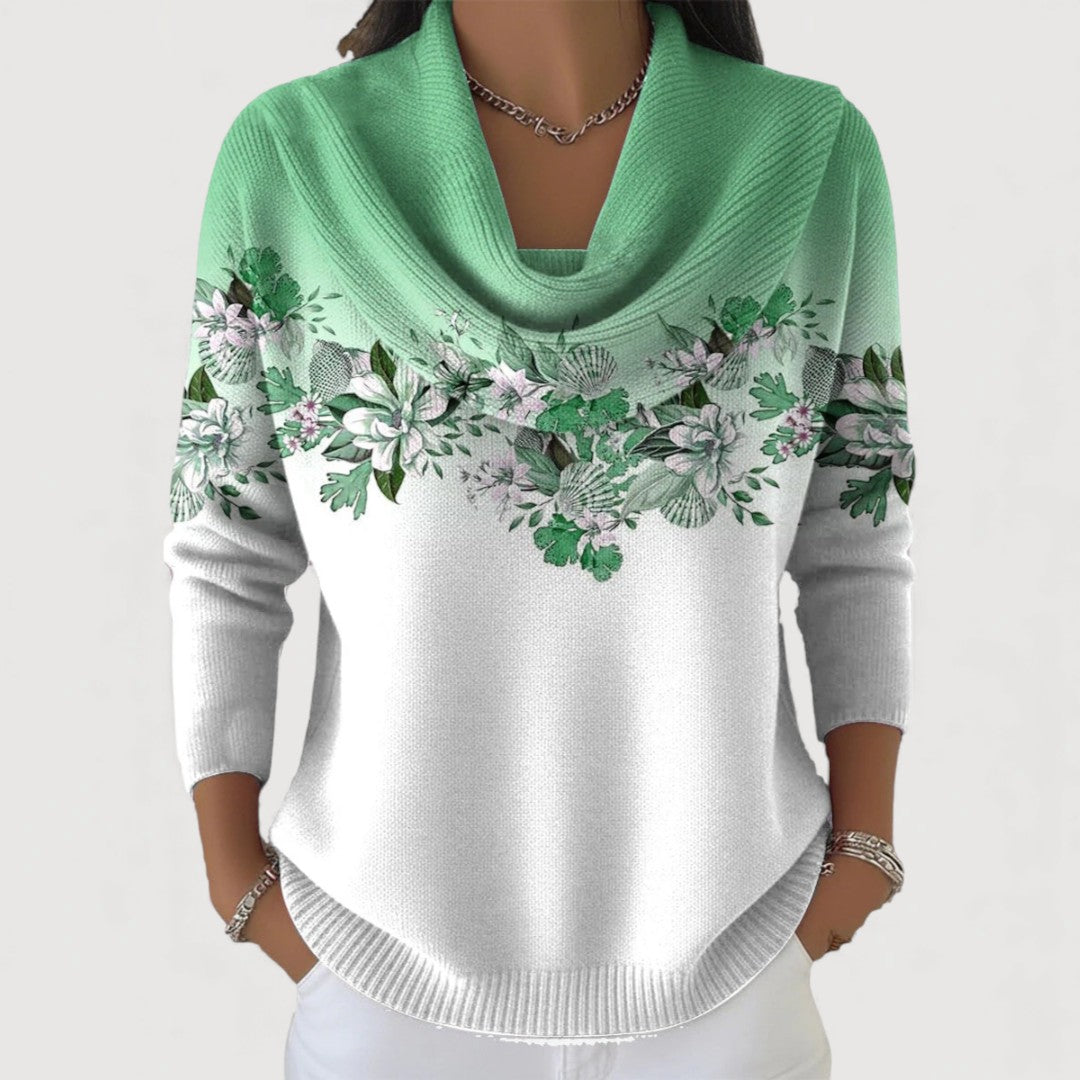 Alba | Floral Sweater with Relaxed Collar