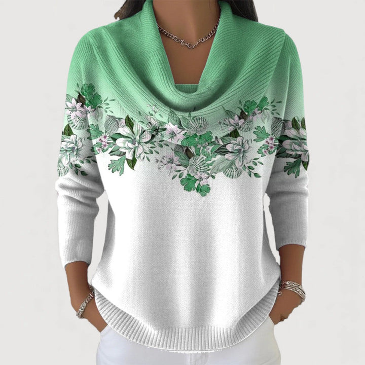 Alba | Floral Sweater with Relaxed Collar