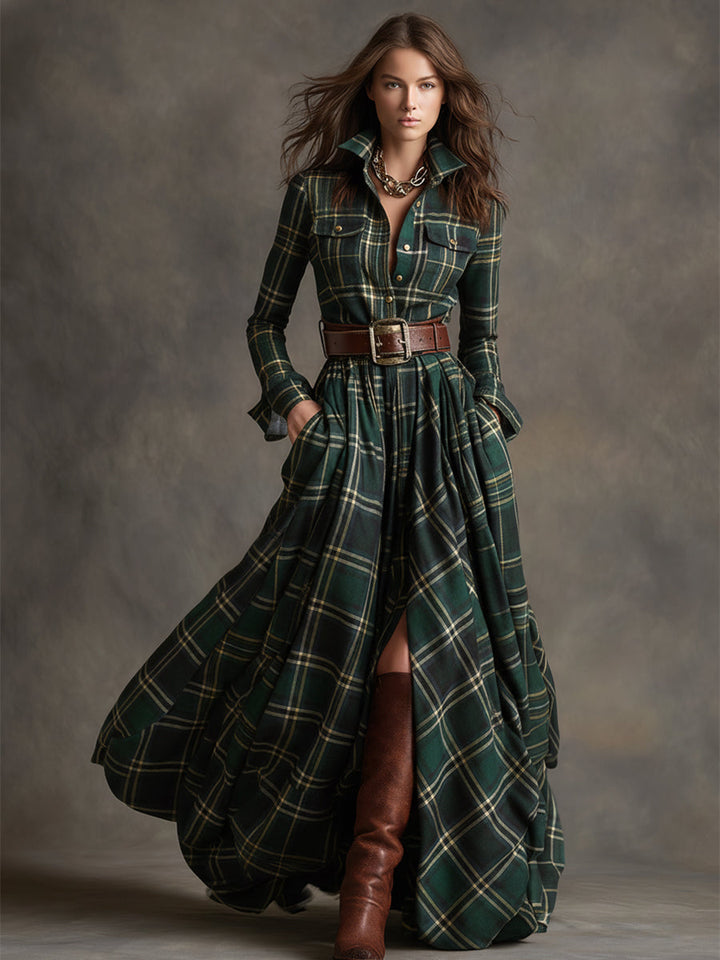 Elena - Checkered Shirt Dress