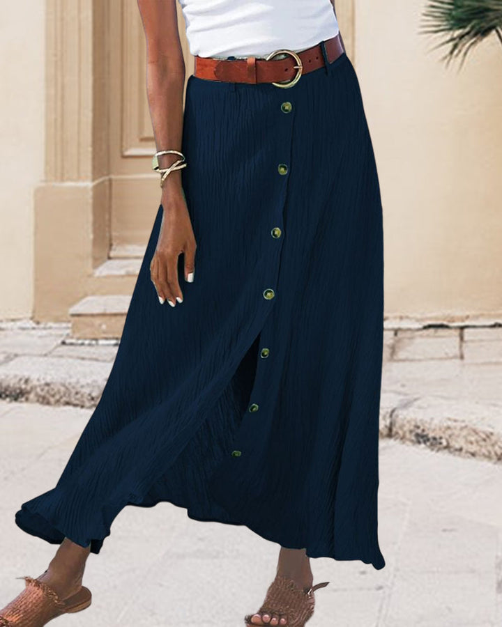 Syndy - Fluid Skirt with Buttons
