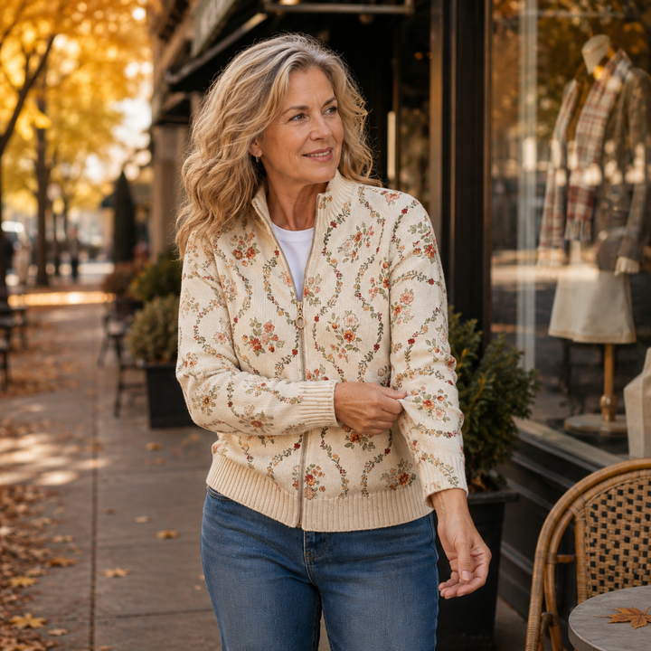 Vivienne | Floral Print Zip Cardigan