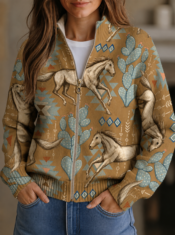 Winona | Zip-up Cardigan in Desert Wool and Cactus