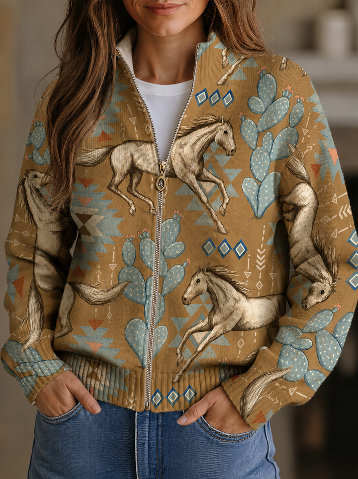 Winona | Zip-up Cardigan in Desert Wool and Cactus