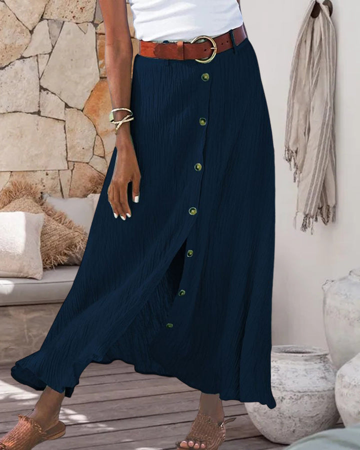 Syndy - Fluid Skirt with Buttons