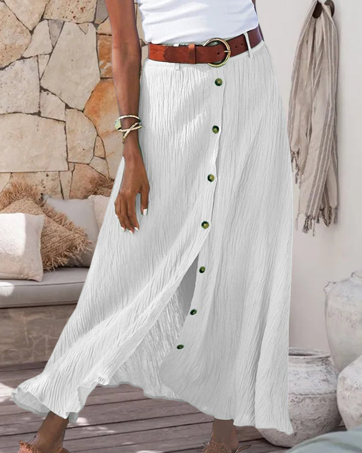Syndy - Fluid Skirt with Buttons
