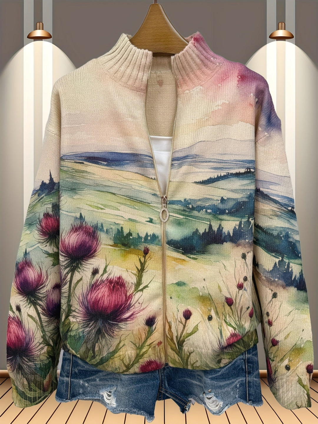 Marlowe | Zipped Cardigan Thistle Landscape