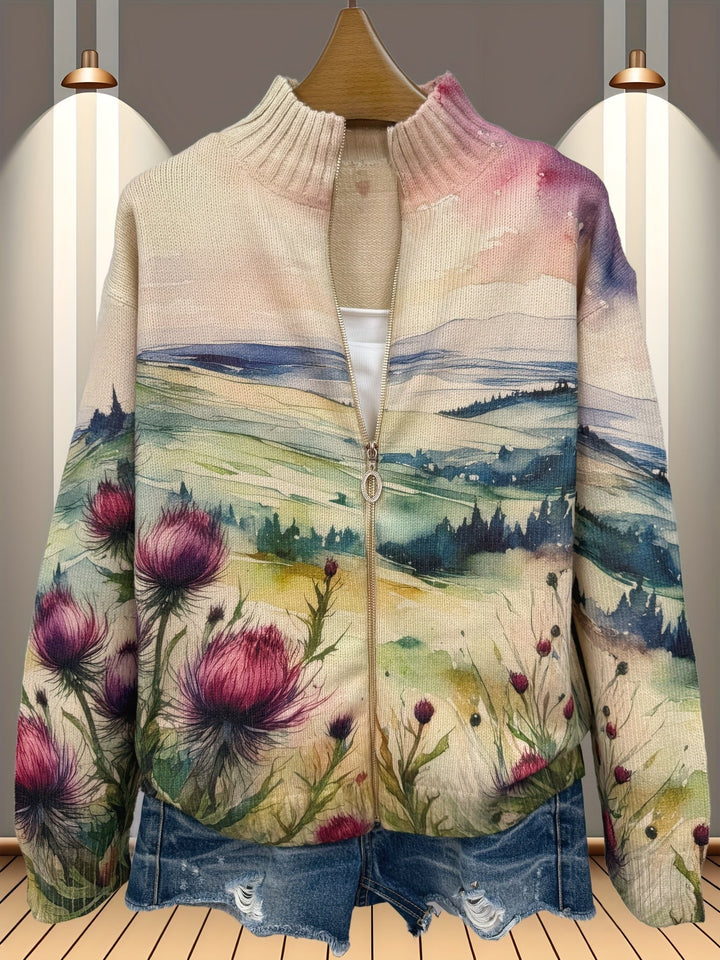 Marlowe | Zipped Cardigan Thistle Landscape