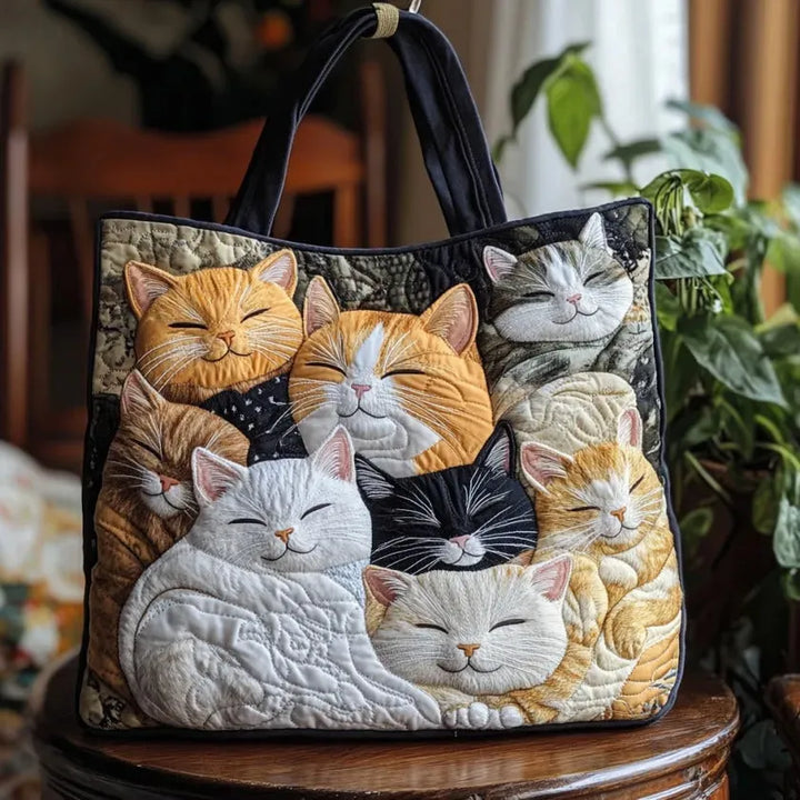 Quilted Artisan Backpack - Sleeping Cats