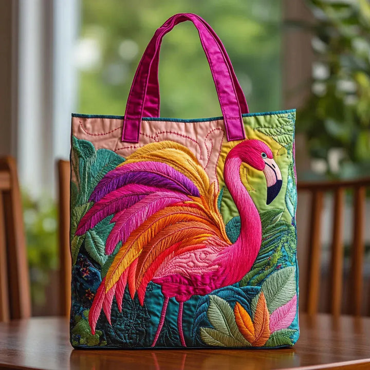 Padded tote bag - Rainbow Flamingo