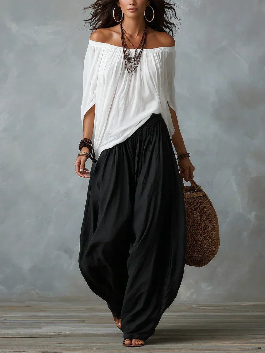 Off-the-Shoulder Top and Lantern Trousers