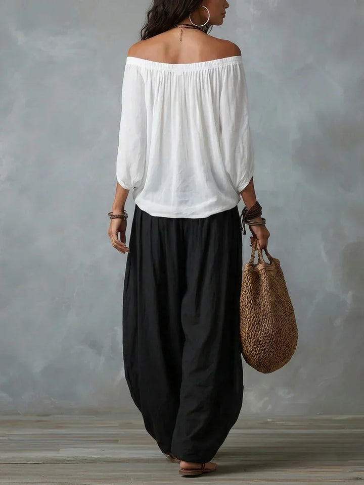 Off-the-Shoulder Top and Lantern Trousers