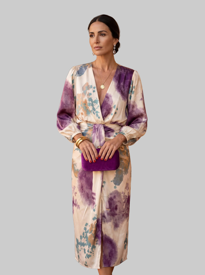 Valeria – Luxury Dress with Watercolour Pattern