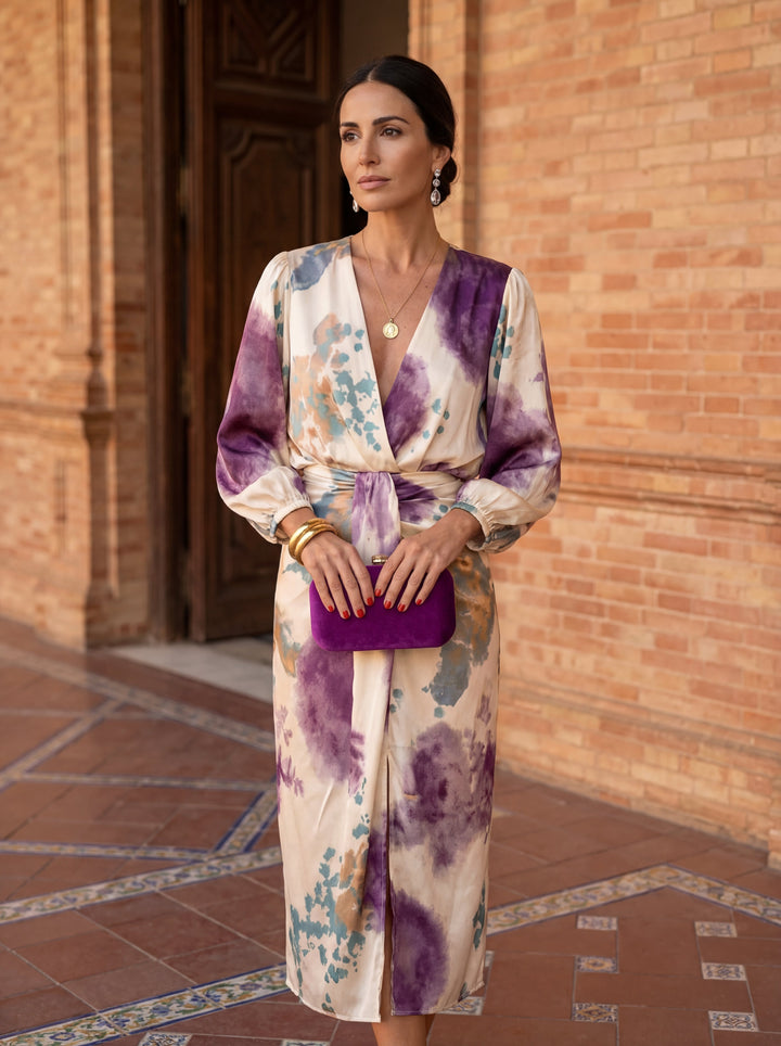 Valeria – Luxury Dress with Watercolour Pattern
