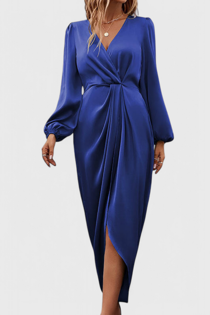Andrea - Elegant Long Dress with V-Neck and Side Slit