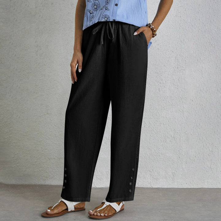 Shania - Relaxed Fit Trousers with Buttons