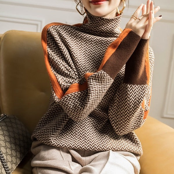 Eleanor | Luxe High Neck Herringbone