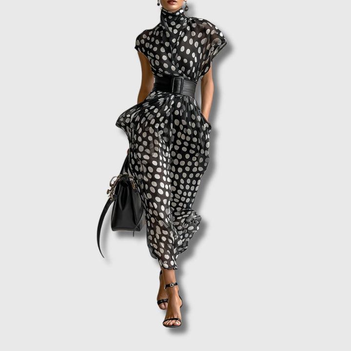 Andrea – Maxi Dress in Polka Dot Chiffon