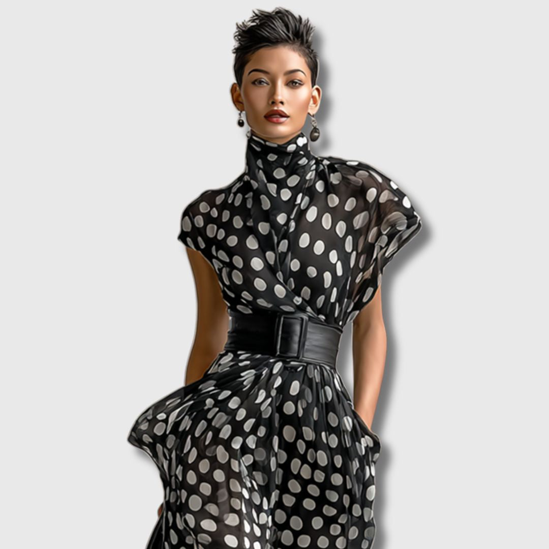 Andrea – Maxi Dress in Polka Dot Chiffon