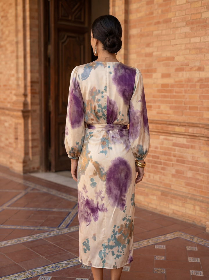 Valeria – Luxury Dress with Watercolour Pattern