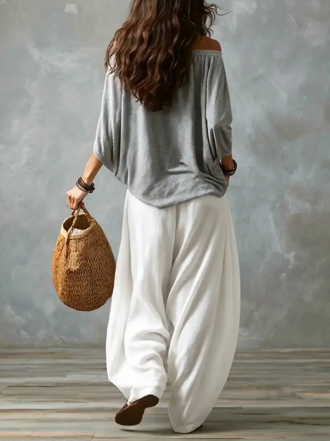 Off-the-Shoulder Top and Lantern Trousers