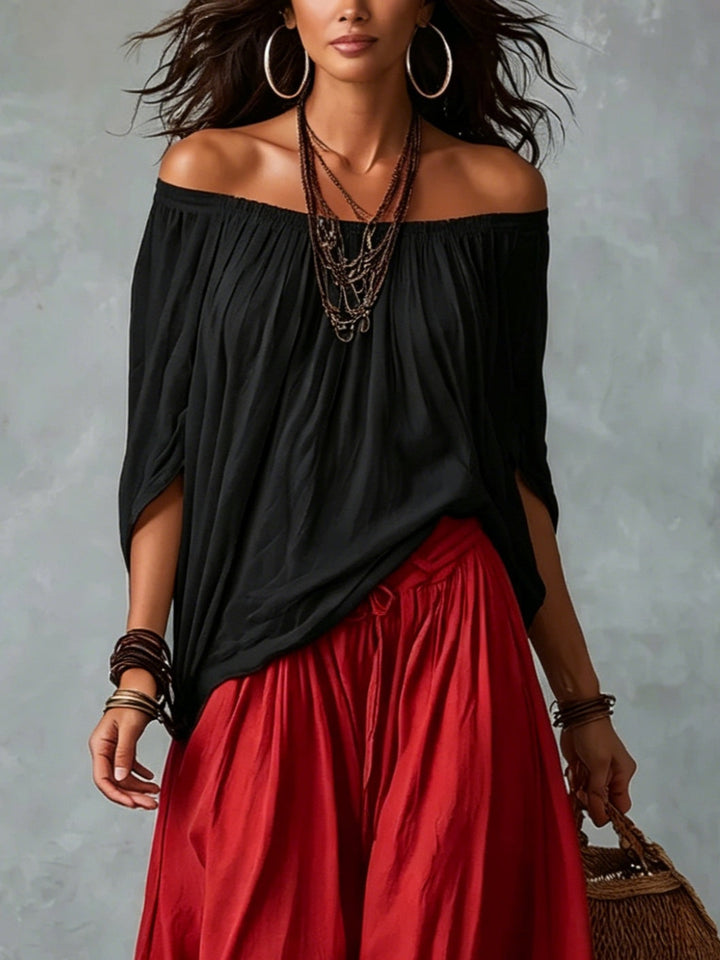 Off-the-Shoulder Top and Lantern Trousers