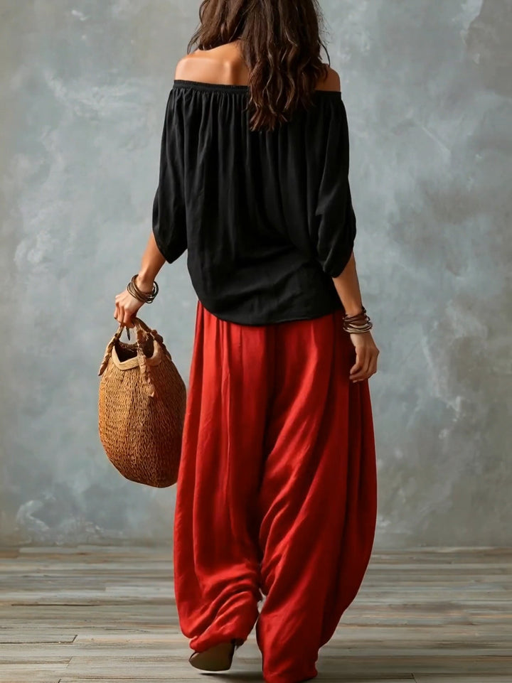 Off-the-Shoulder Top and Lantern Trousers
