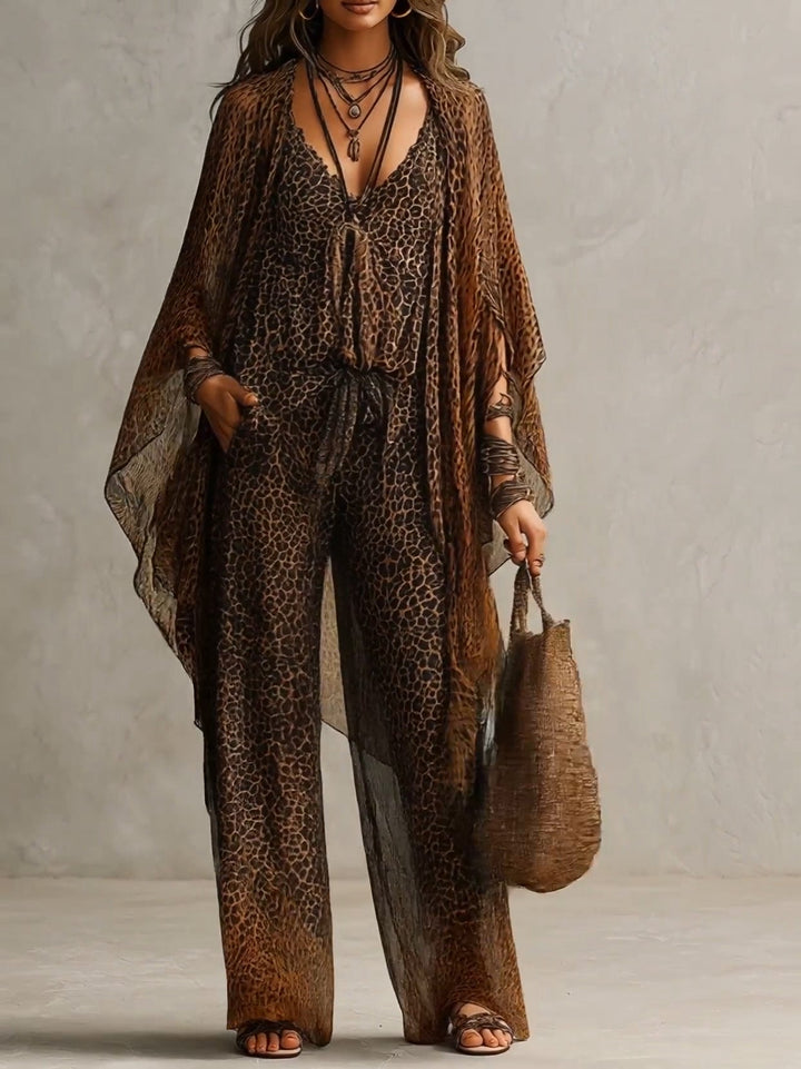 Luxury Boho Leopard Ensemble 3 Pieces