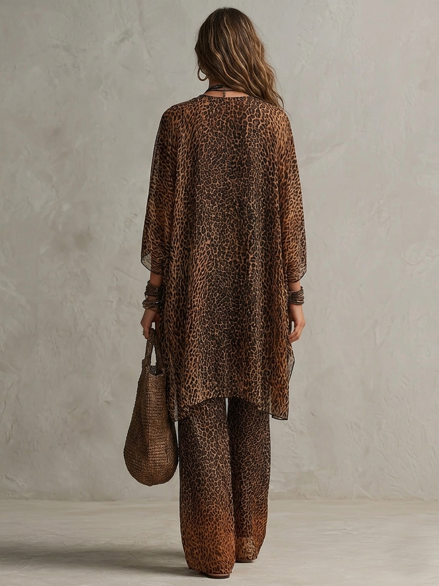 Luxury Boho Leopard Ensemble 3 Pieces