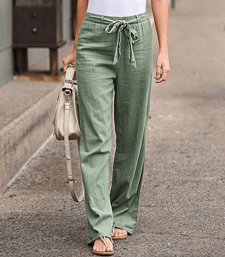 Joleen - Women's Relaxed Trousers with Drawstring and Elastic Waist