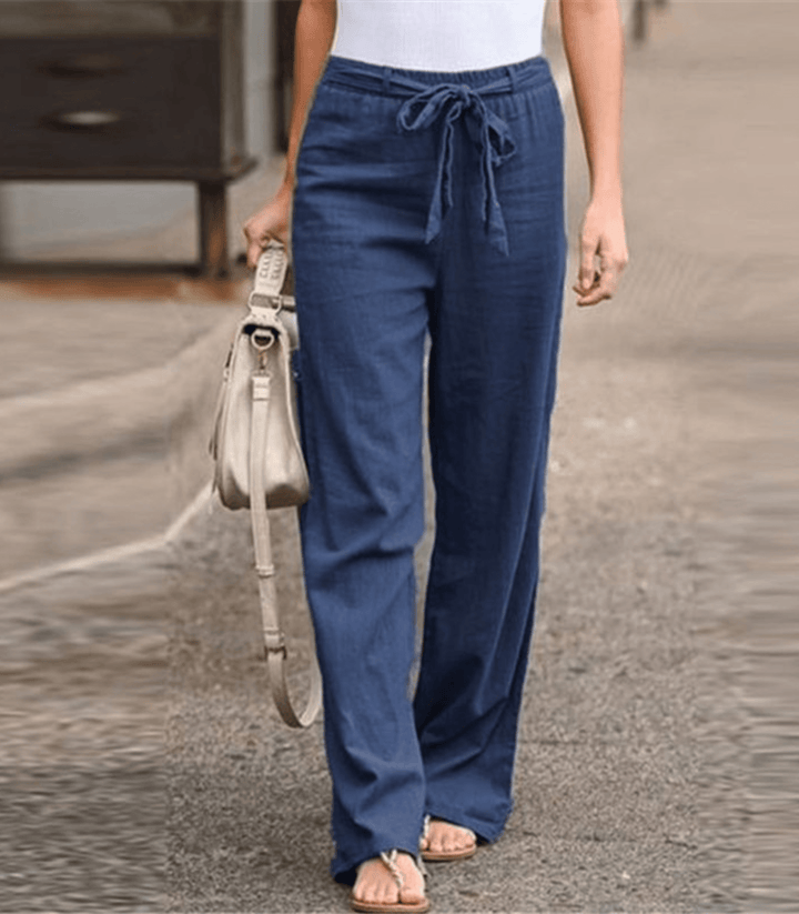 Joleen - Women's Relaxed Trousers with Drawstring and Elastic Waist