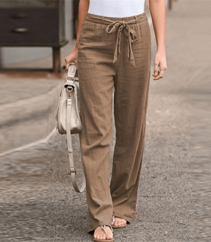 Joleen - Women's Relaxed Trousers with Drawstring and Elastic Waist