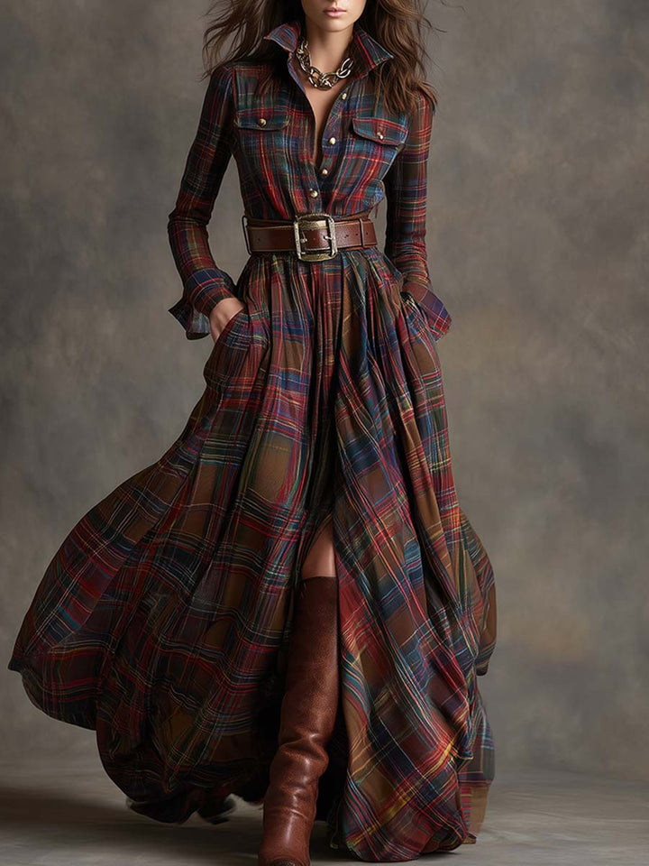 Elena - Checkered Shirt Dress