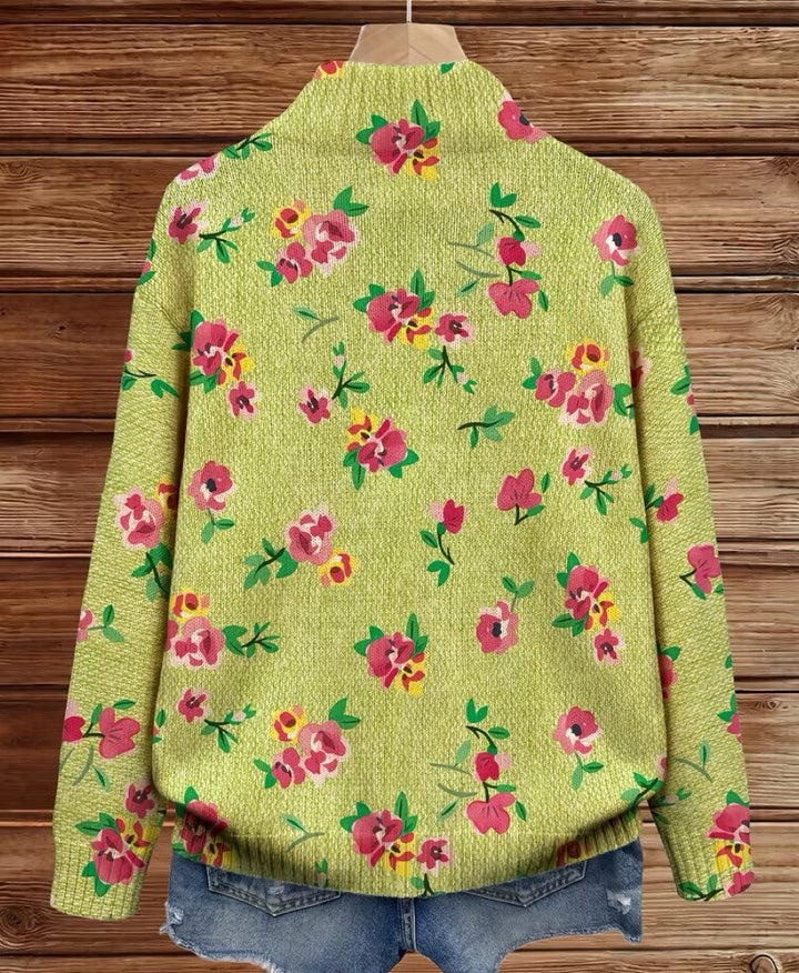 Margot | Floral Pink and Lime Zip-Up Cardigan