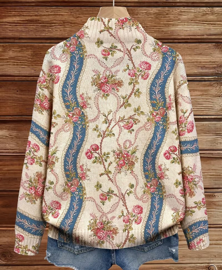 Rosalind | Wool Cardigan with Climbing Roses