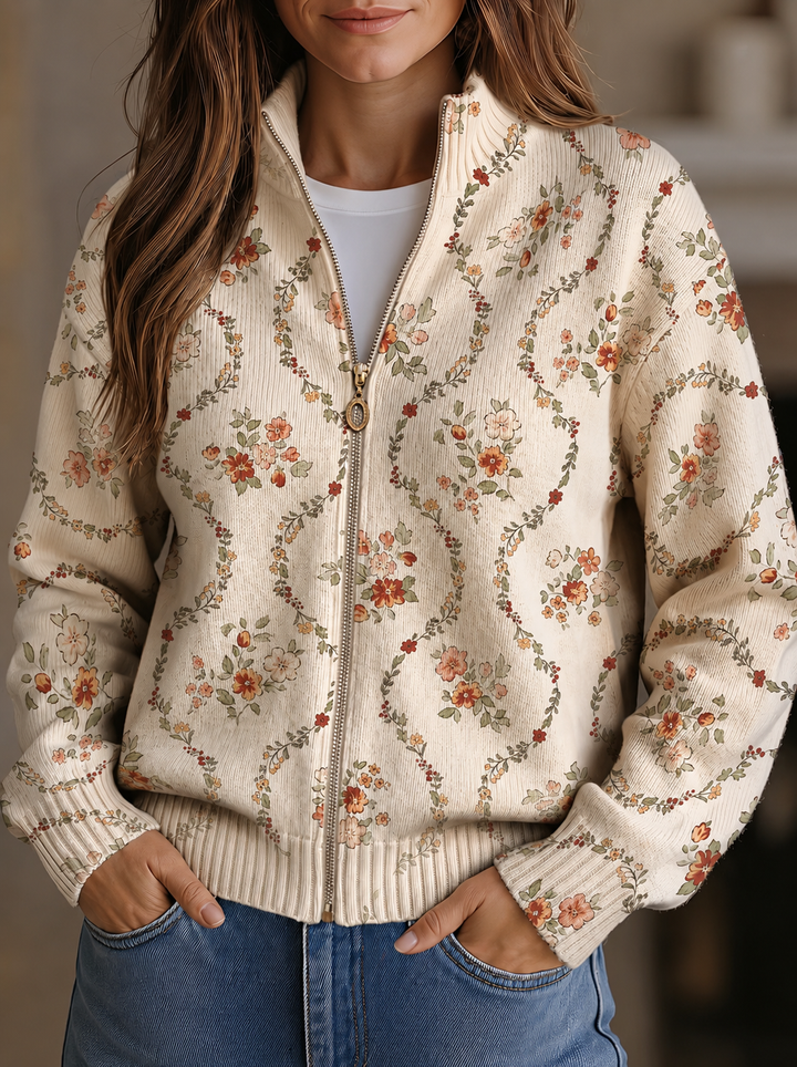Vivienne | Floral Print Zip Cardigan