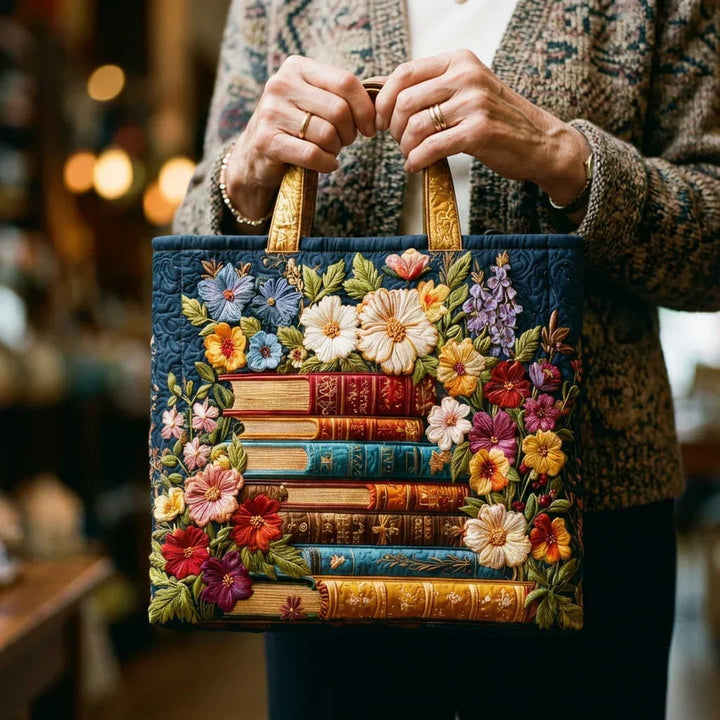 Artisanal Tote Bag - Floral and Books Print
