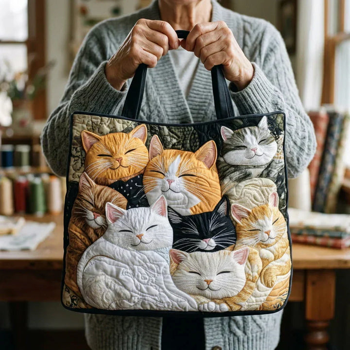 Quilted Artisan Backpack - Sleeping Cats