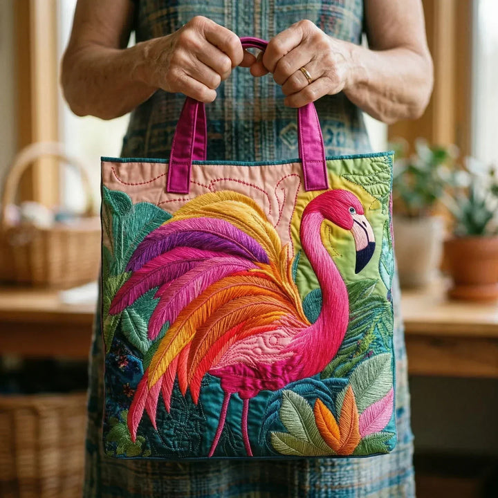 Padded tote bag - Rainbow Flamingo