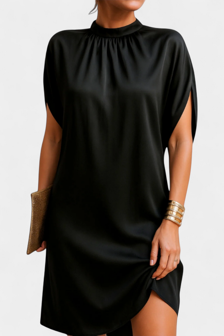 Ena Timeless Midi Dress with Round Neckline
