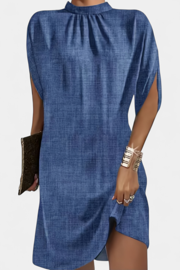 Ena Timeless Midi Dress with Round Neckline